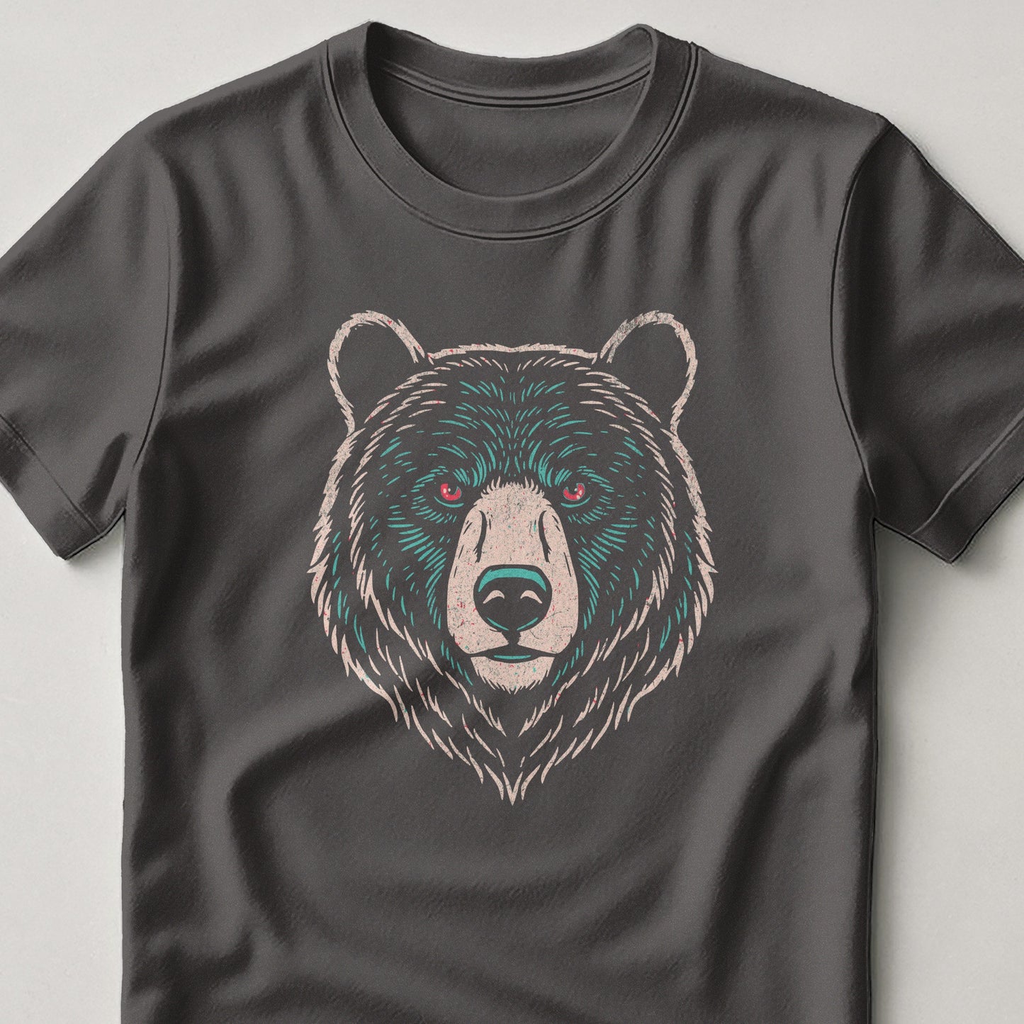 Detailed Bear Illustration Black T-Shirt product
