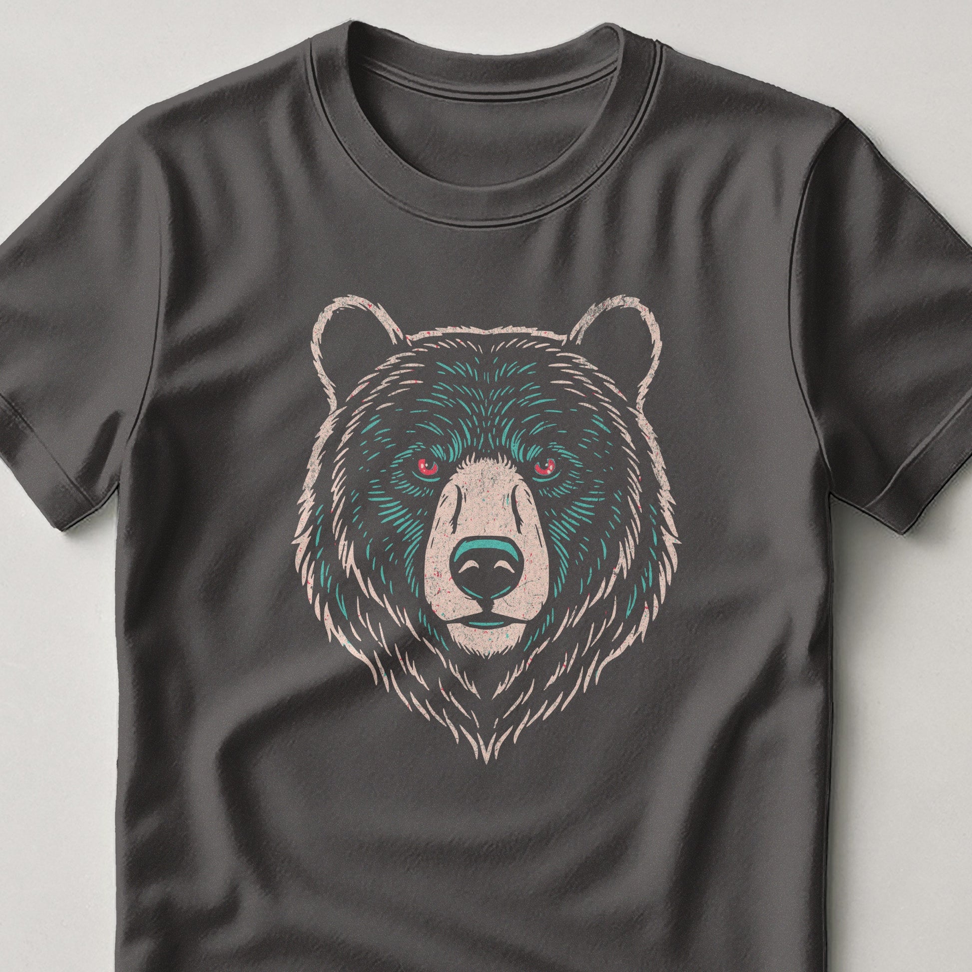 Detailed Bear Illustration Black T-Shirt product