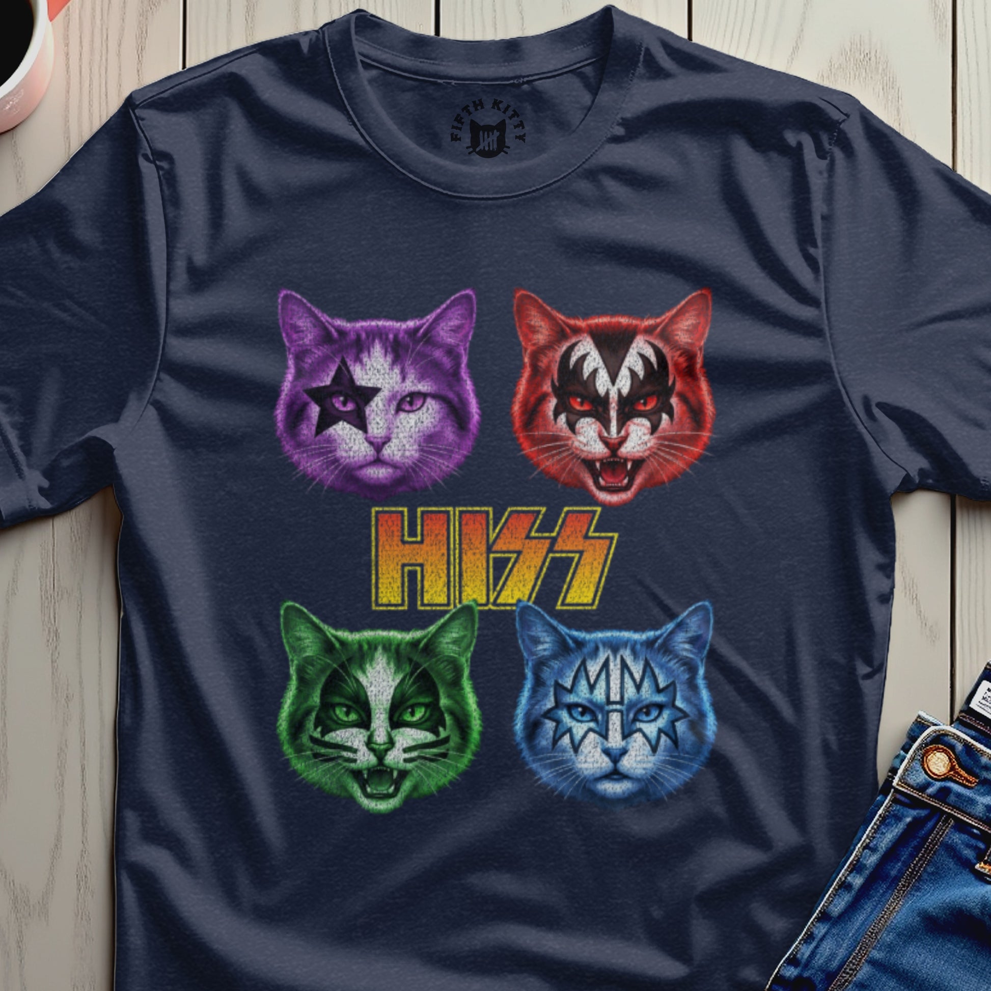 Hiss Cat Band Graphic Printed T-shirt