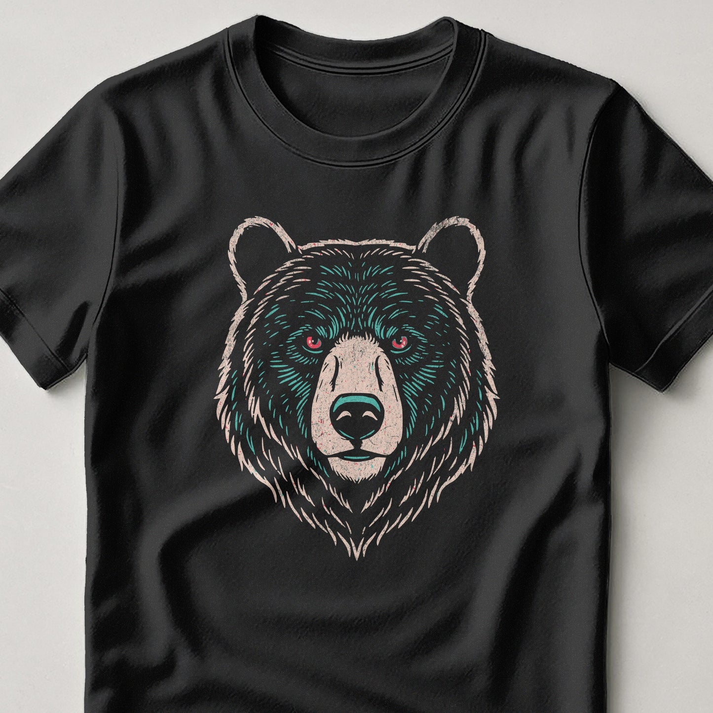 Bear Face Graphic Design Black T-Shirt product type