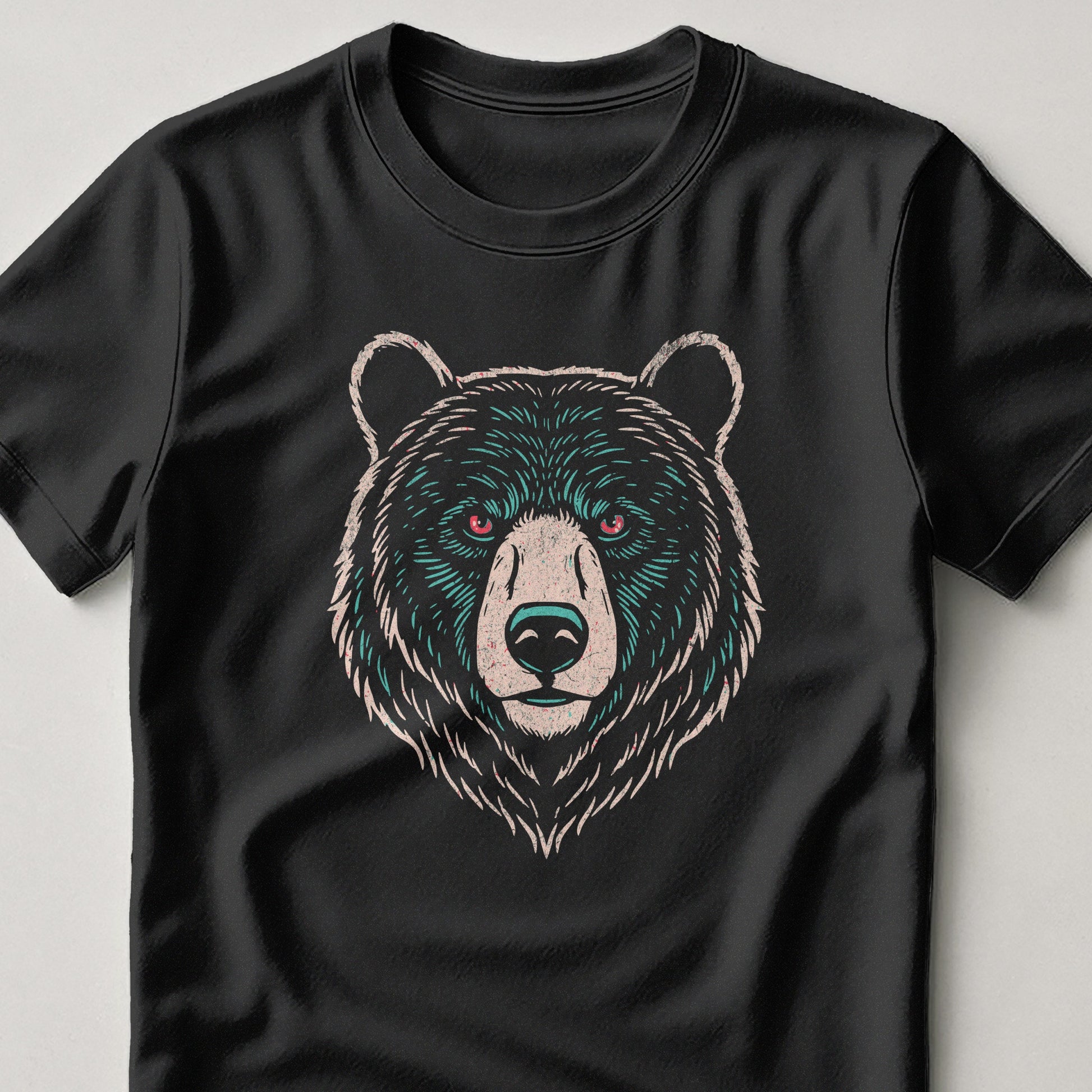 Bear Face Graphic Design Black T-Shirt product type