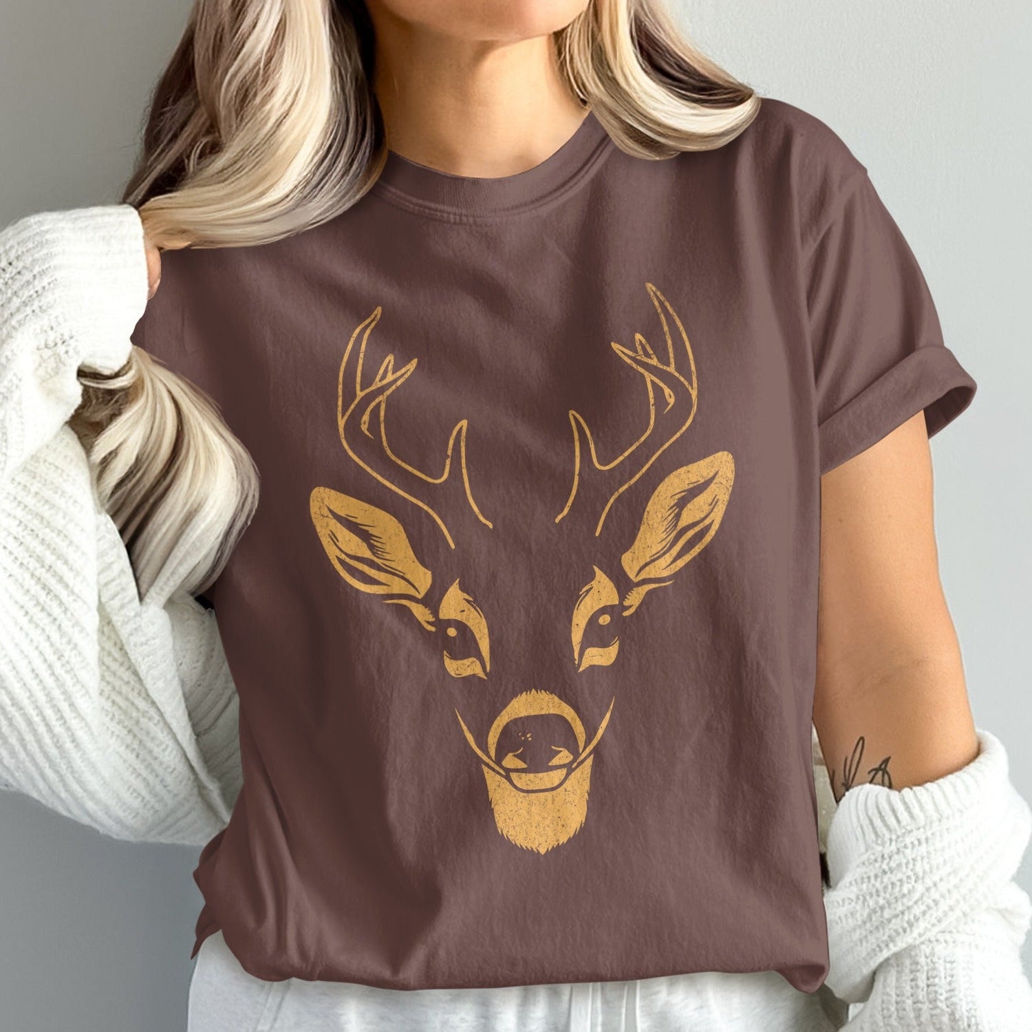 Doe Face with Antlers Graphic Tee product type