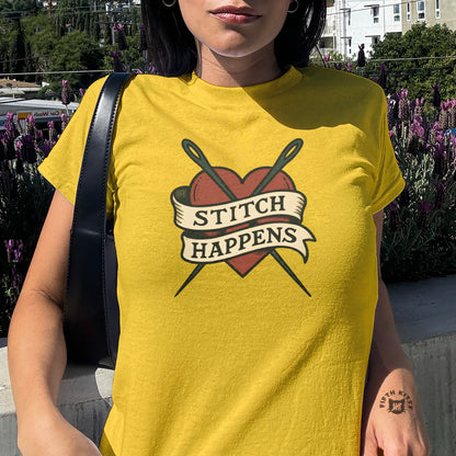 Funny Stitch Happens Graphic Tee Shirt product type