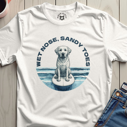 Wet Nose Sandy Toes Surfing Dog Graphic T-Shirt