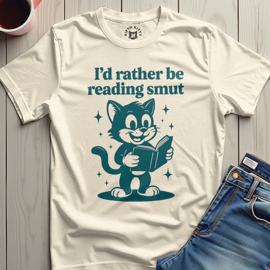 I'd Rather Be Reading Smut Cat T-shirt product type