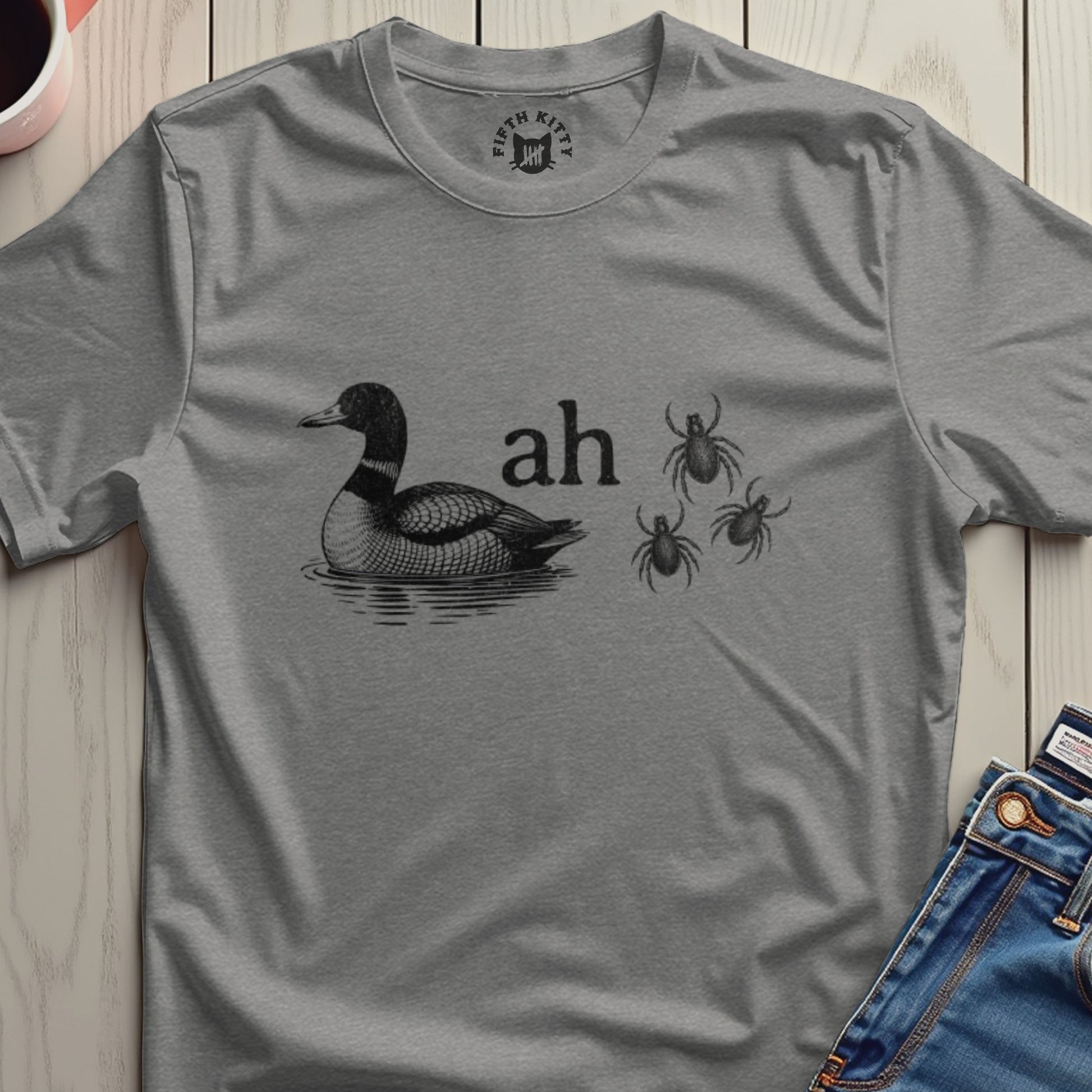 Funny Duck and Three Spiders Graphic T-Shirt