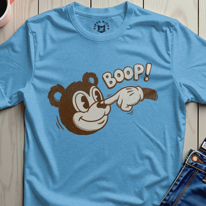 Boop Bear Nose Art Print Graphic Blue Shirt