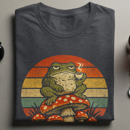 Retro Vintage Frog Drinking Coffee Graphic T-Shirt