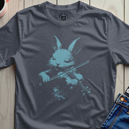 Adorable Bunny Playing Violin Graphic T-Shirt