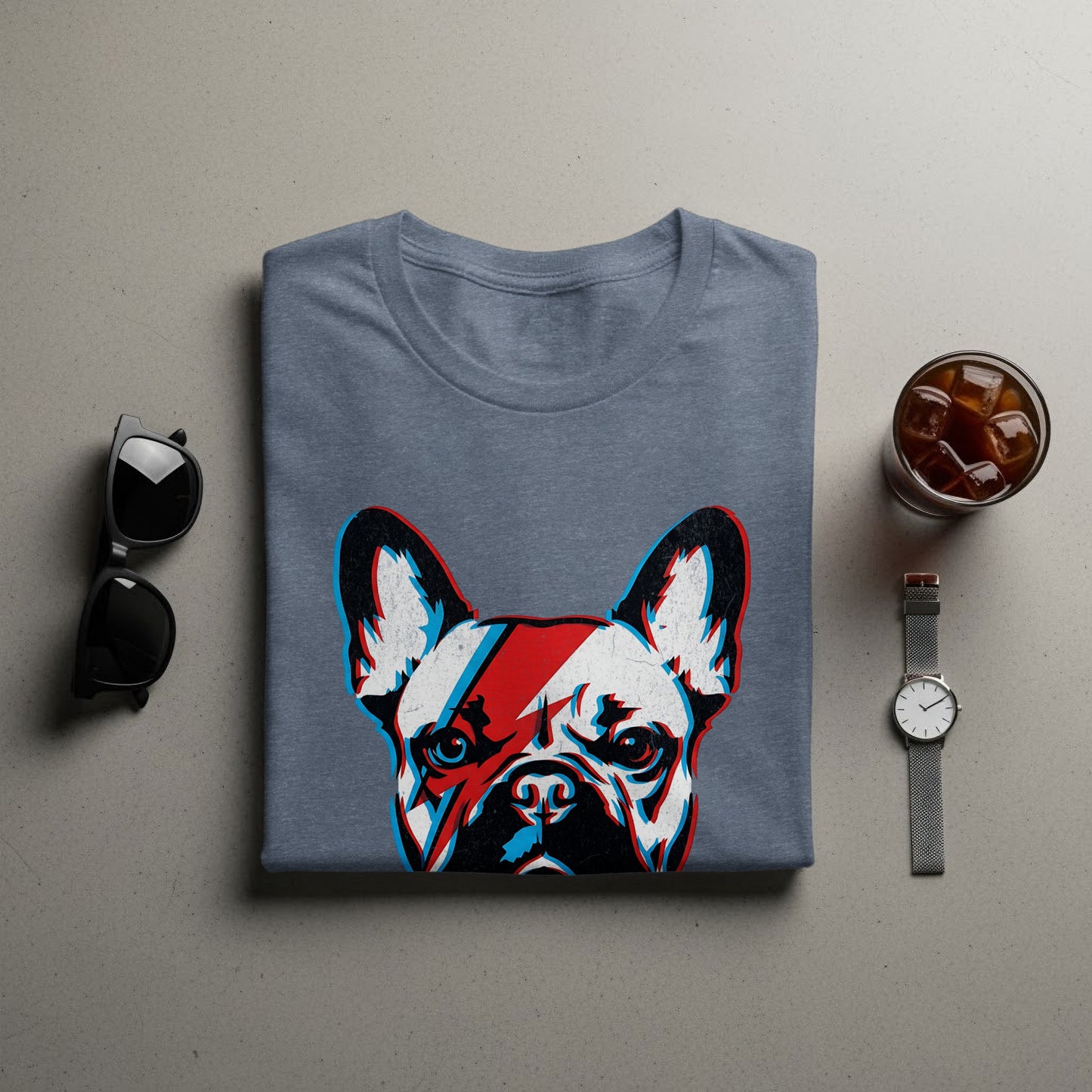 Colorful French Bulldog Graphic Print Shirt