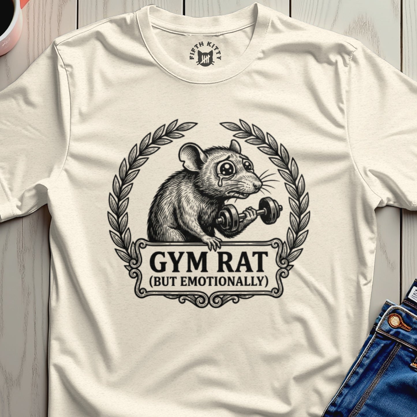 GYM RAT (BUT EMOTIONALLY) Graphic Tee for Fitness Enthusiasts