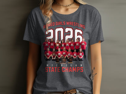Romeo Girls Wrestling 2026 Michigan State Champs team photo.