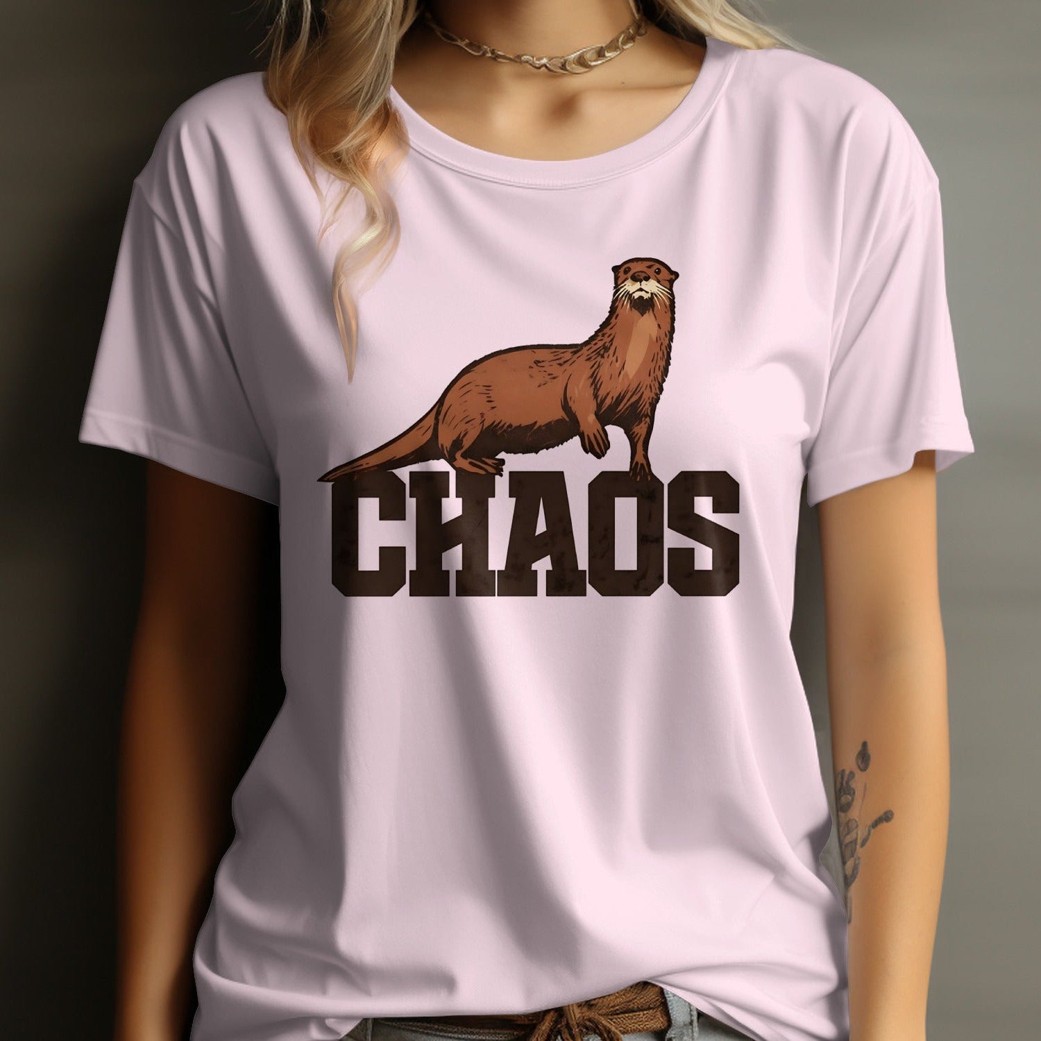 Chaos Otter Graphic Tee Shirt Novelty product