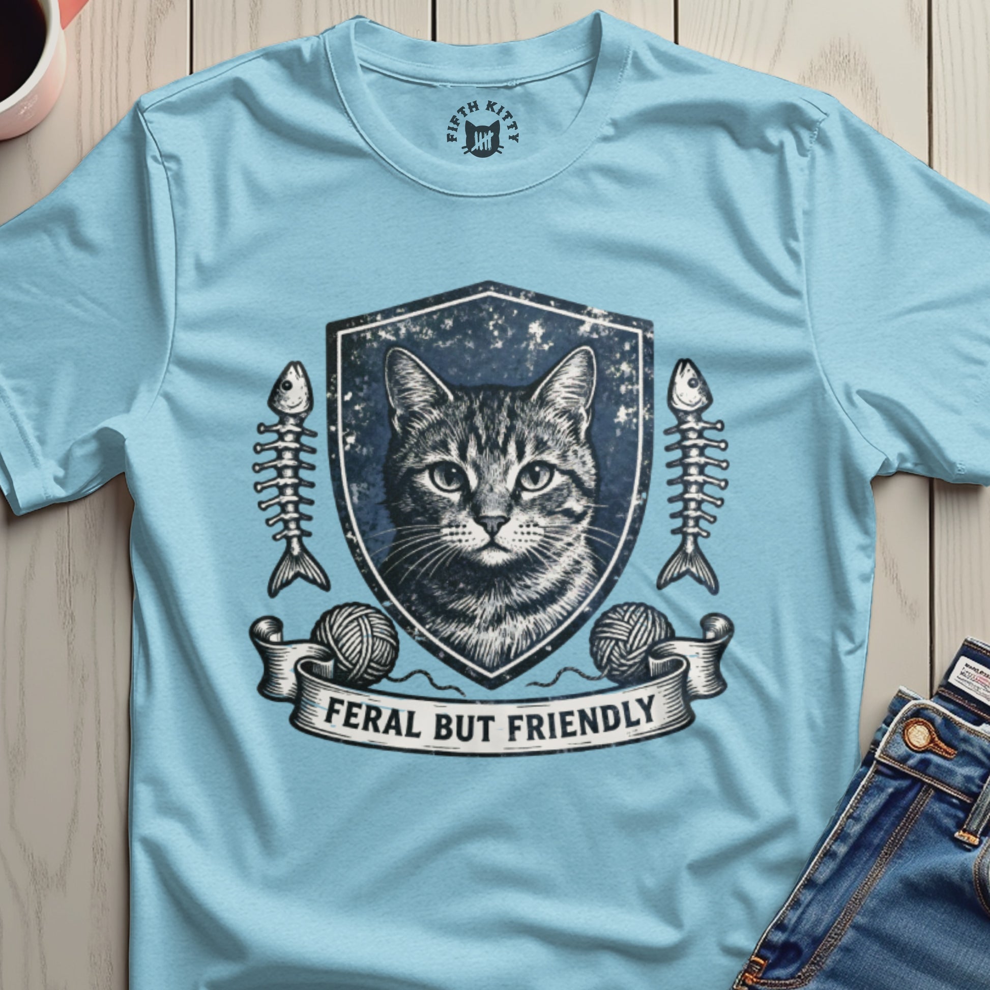 Feral But Friendly Shirt with Cat Design