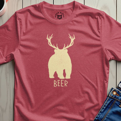 Fifth Kitty Bear Deer Antlers Beer Graphic t-shirt product type