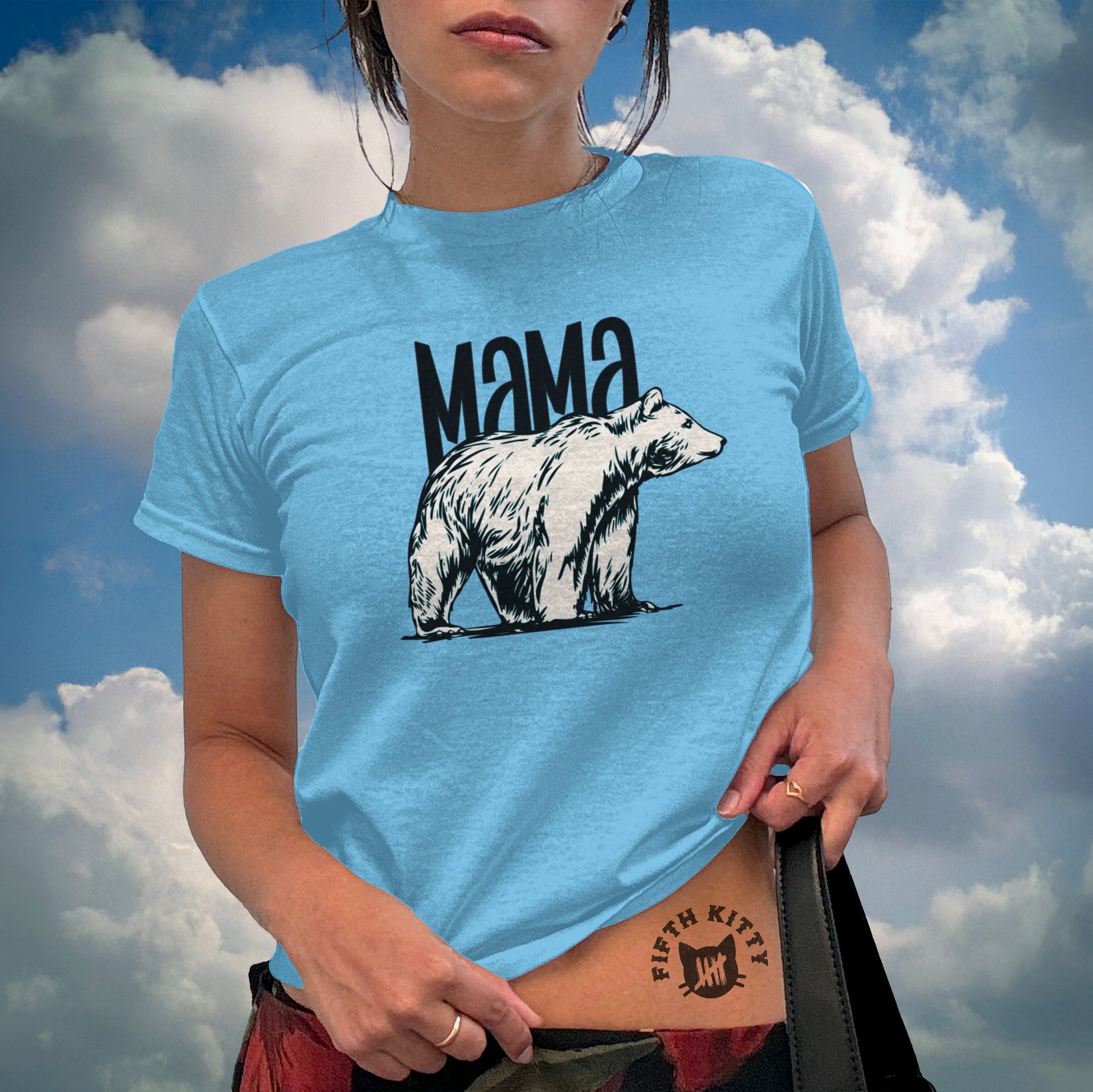 Mama Bear Graphic Print Blue T-Shirt product