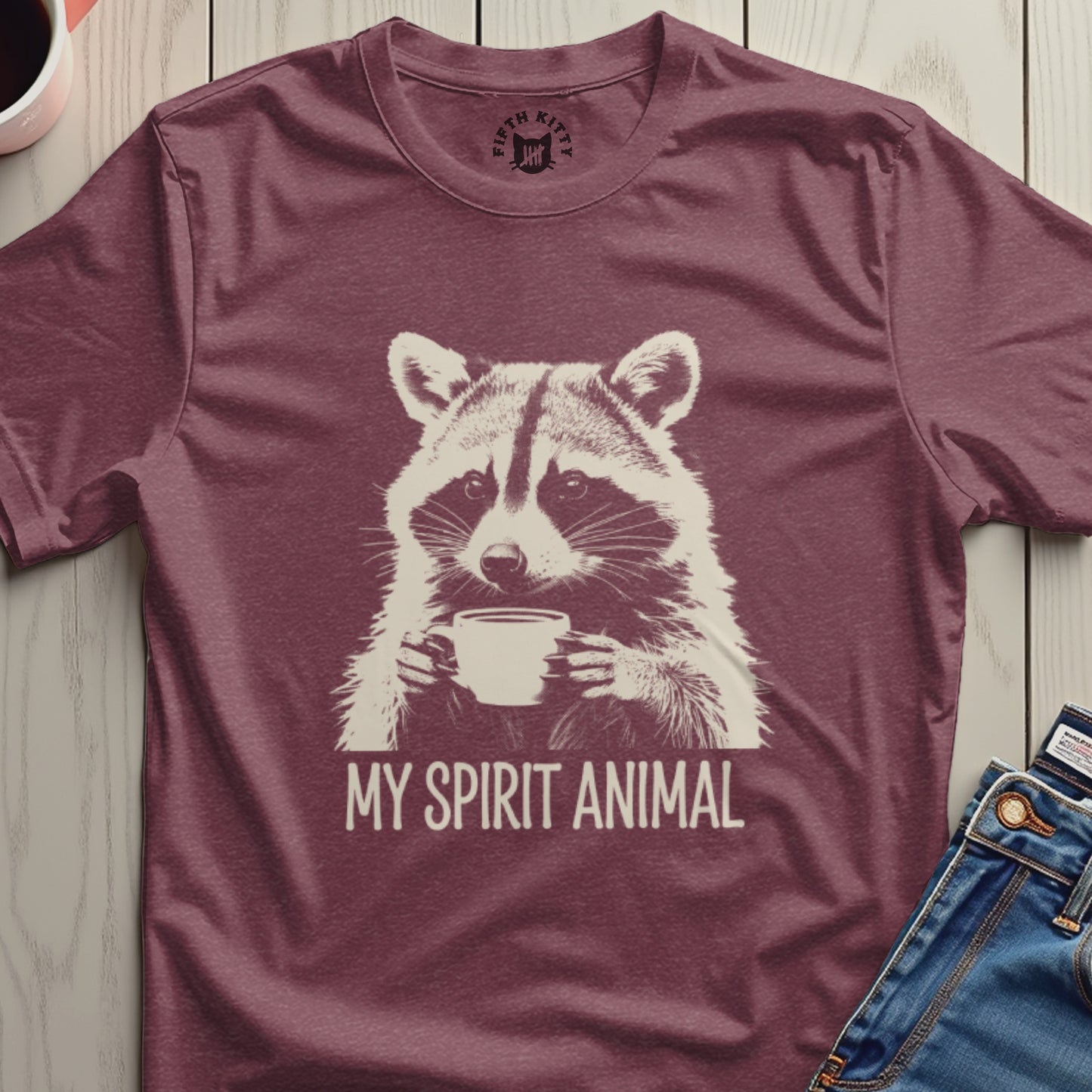 My Spirit Animal Raccoon Drinking Coffee Shirt