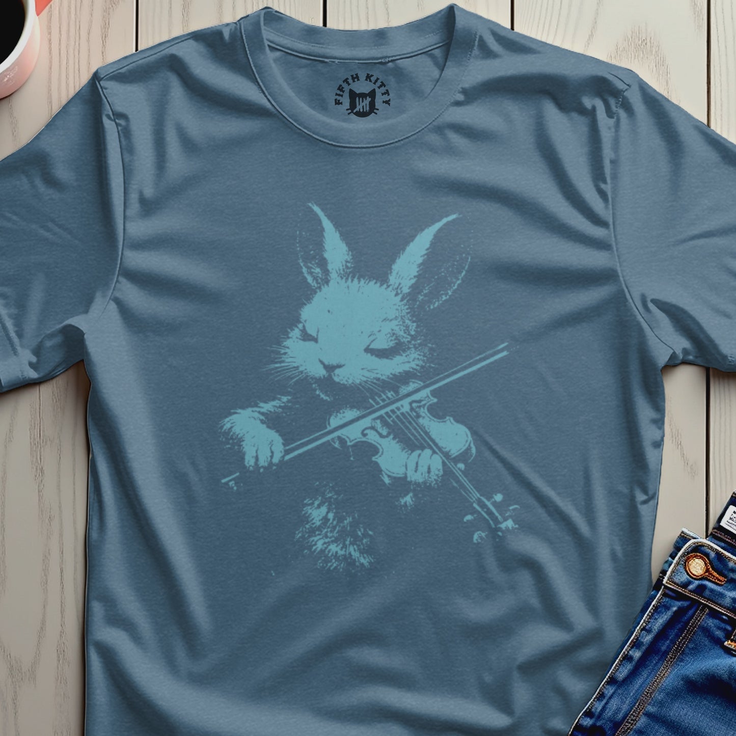 Adorable Rabbit Playing Violin Design Graphic Shirt