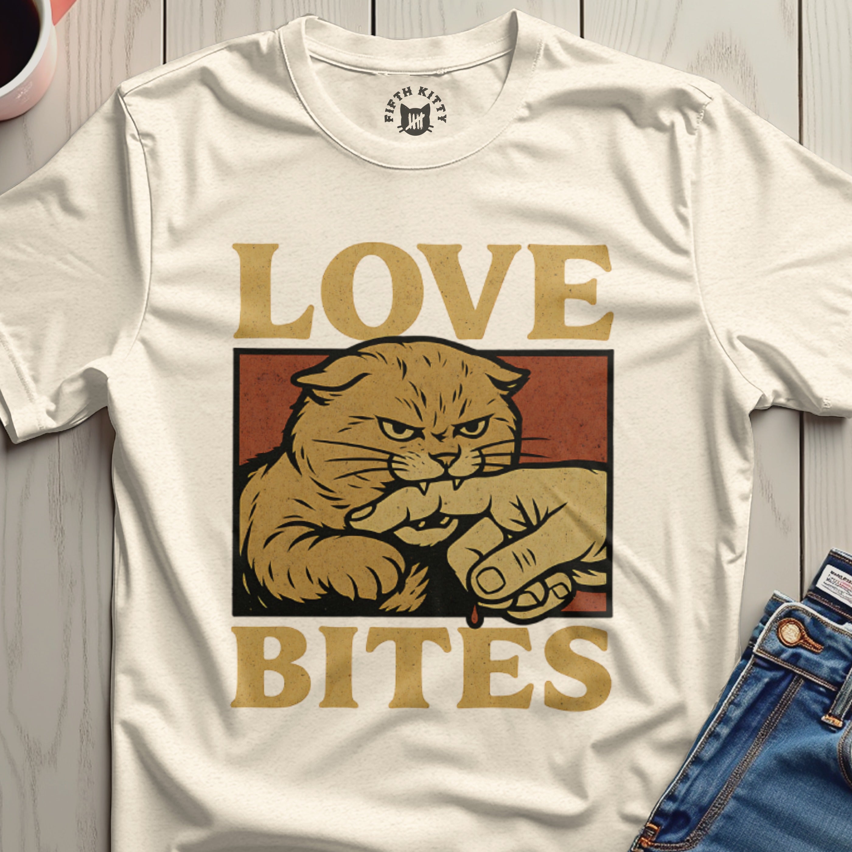 Love Bites T-Shirt | Funny Sarcastic Cat Vintage Graphic Tee