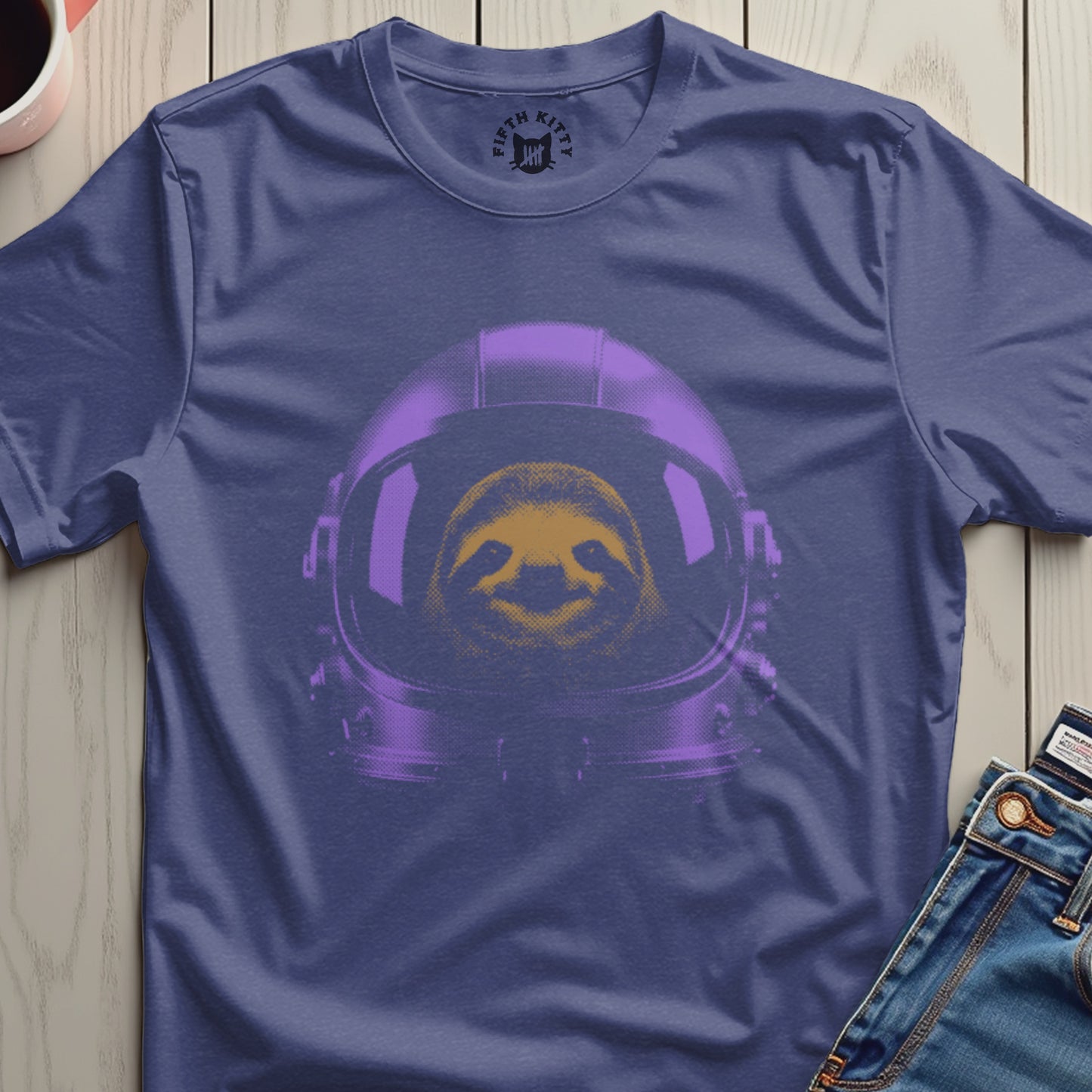 Sloth in Astronaut Helmet Graphic Tee Shirt