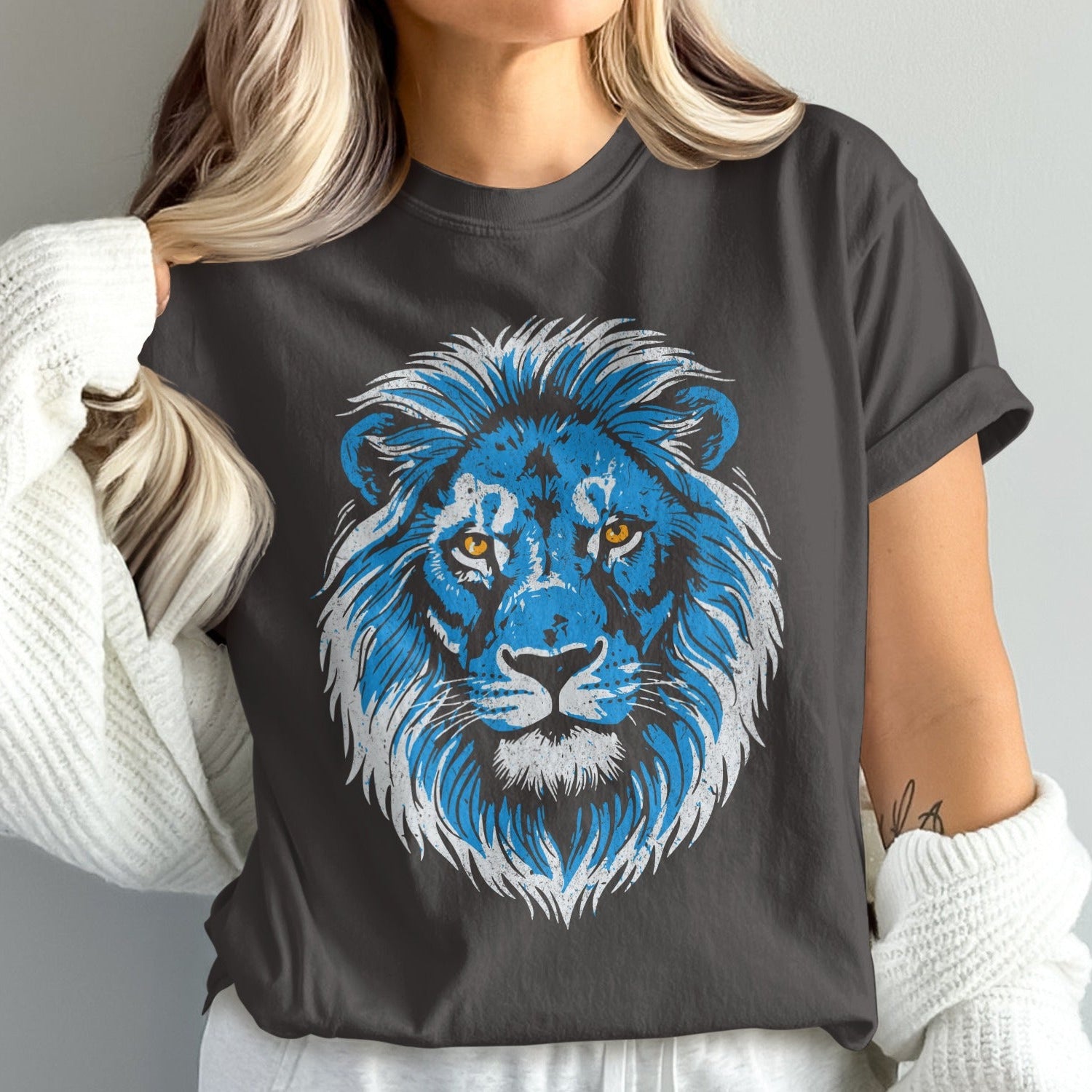 Blue-Eyed Fierce Lion Graphic Unisex T-Shirt product type