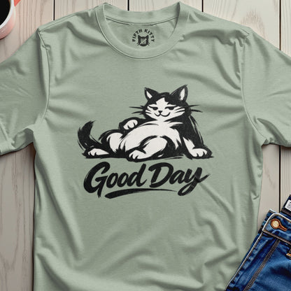 Good Day Cat Illustration Relaxed Fit T-Shirt