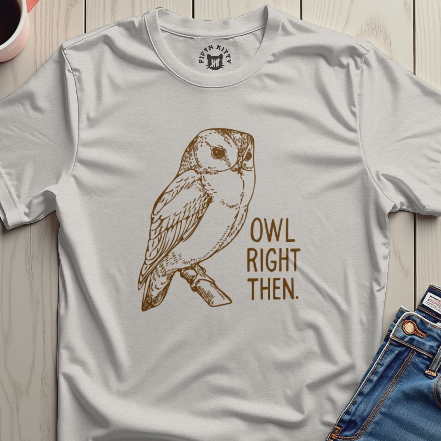 Owl Right Then Graphic White Shirt for Everyday Casual