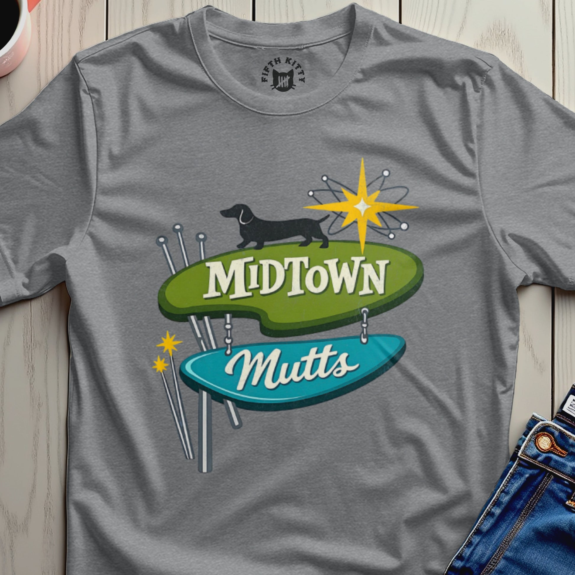 Midtown Mutts Retro Design Graphic T-Shirt