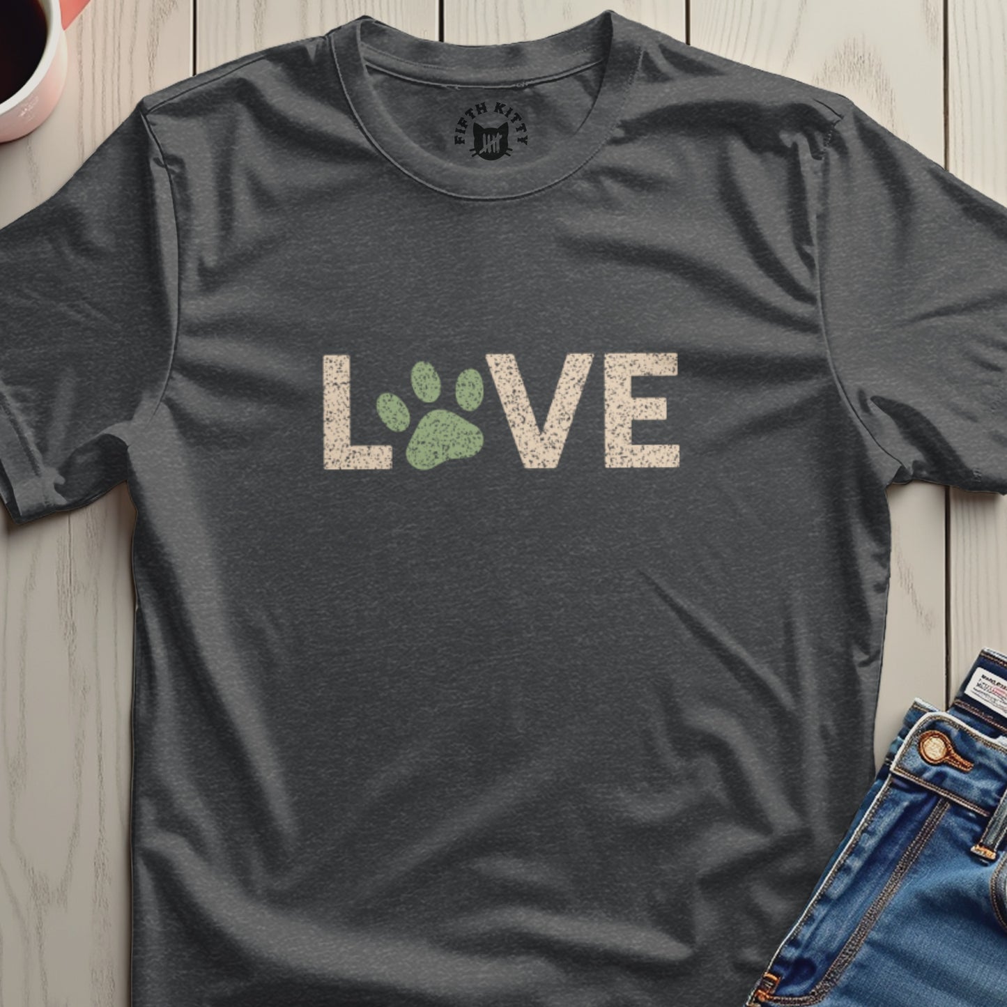 LOVE Paw Print Graphic T-shirt Top for Casual daily