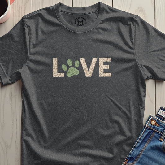 LOVE Paw Print Graphic T-shirt Top for Casual daily
