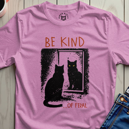 Be Kind ...of Feral Cat T-Shirt – Heather Radiant Orchid unisex graphic tee, front view