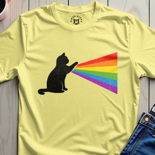 Cat Silhouette Shooting Rainbow T-Shirt product