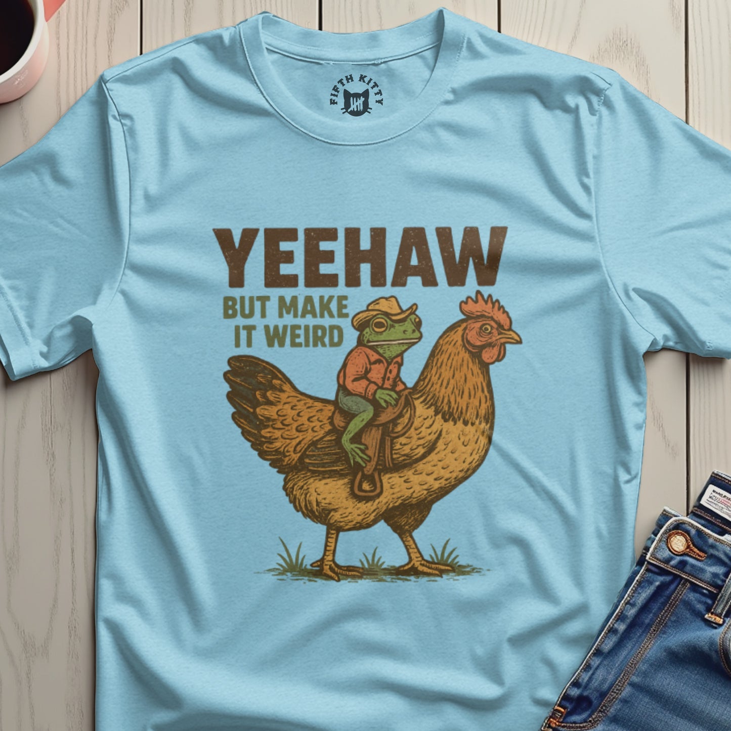 YEEHAW But Make It Weird Funny Chicken Riding T-Shirt
