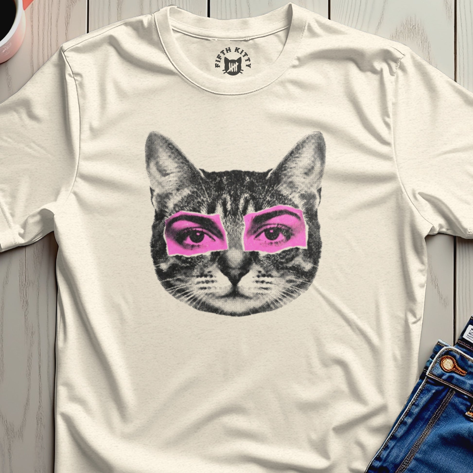 Fifth Kitty Cat Face Pink Eyes Graphic product type
