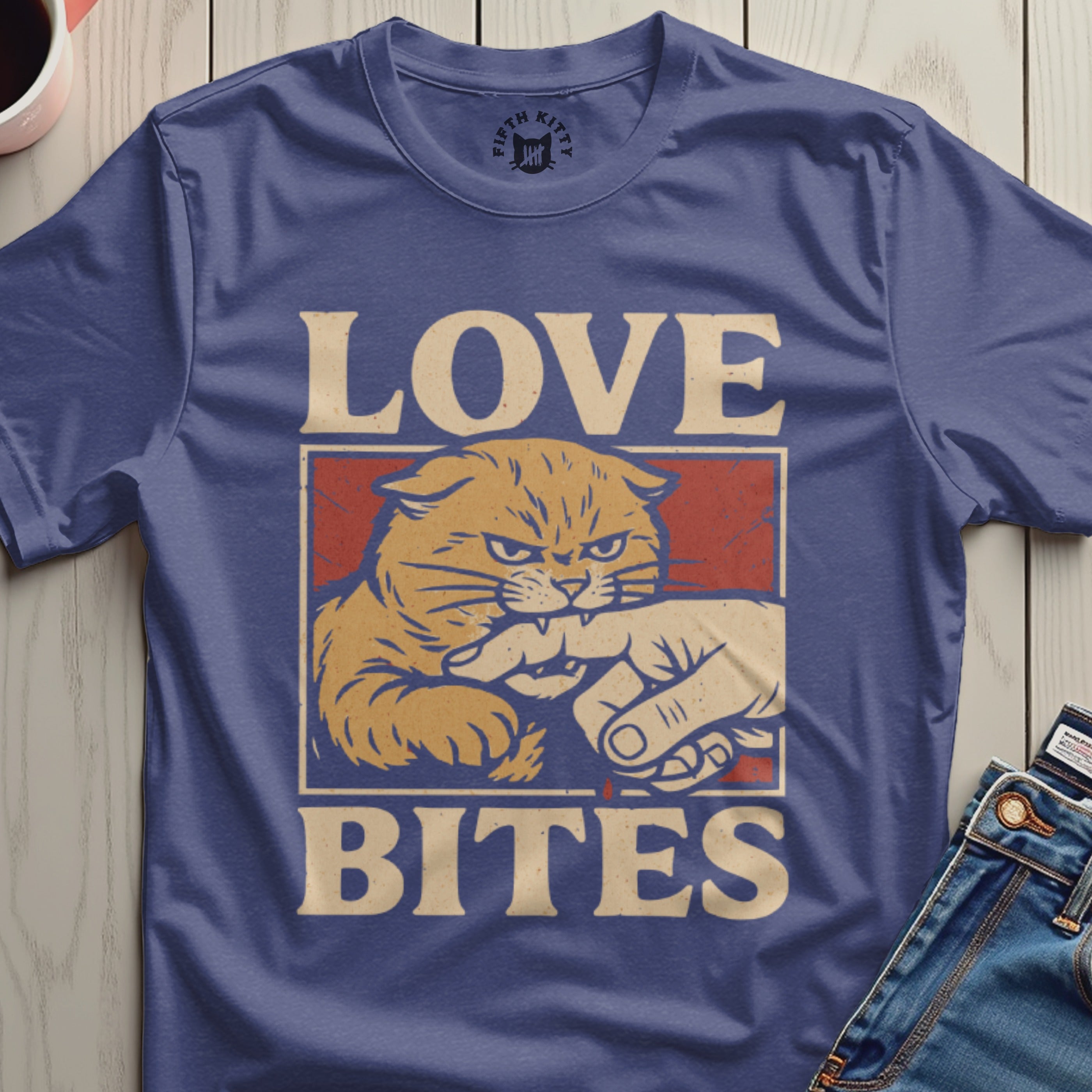 Love Bites T-Shirt | Funny Sarcastic Cat Vintage Graphic Tee