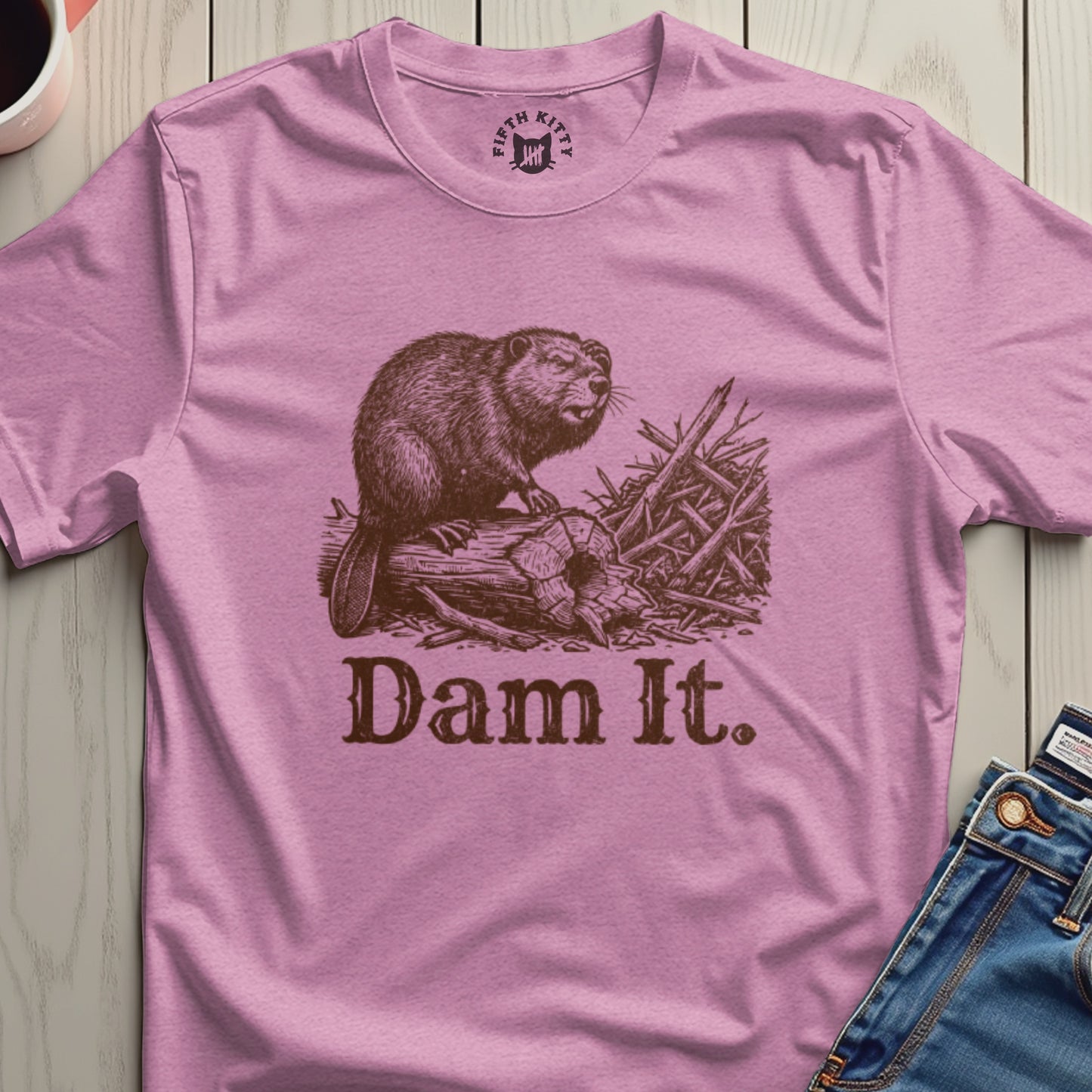 Funny Beaver Dam It Graphic Tee Shirt