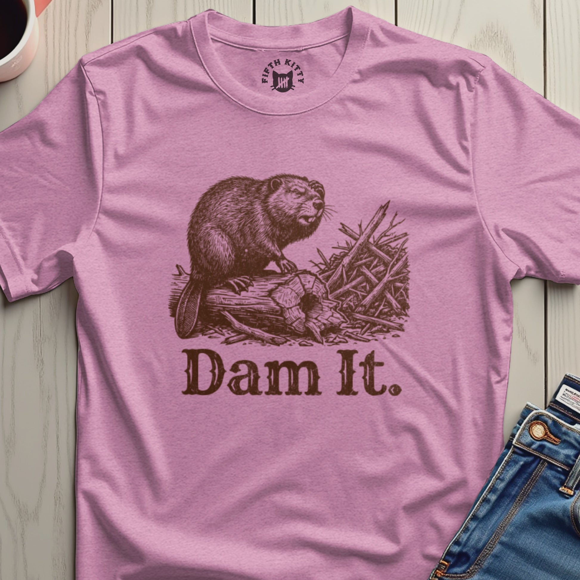 Funny Beaver Dam It Graphic Tee Shirt