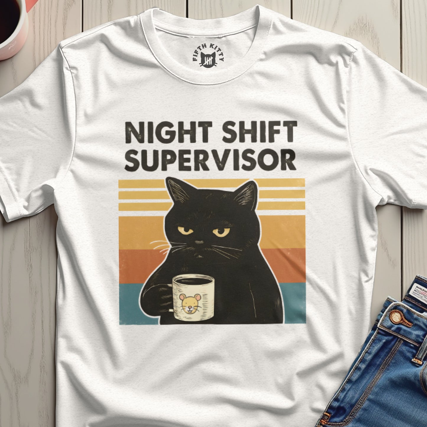 Night Shift Supervisor Cat Themed Shirt