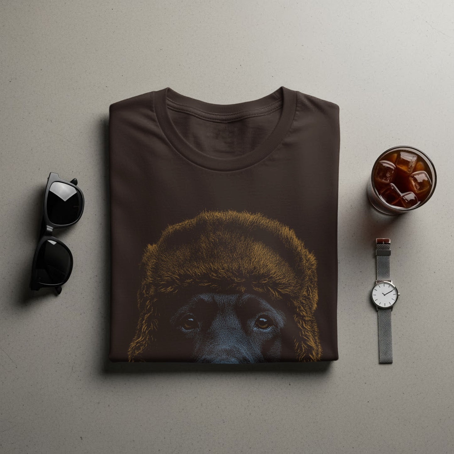 Stylish Dog with Fur Hat Graphic T-Shirt product
