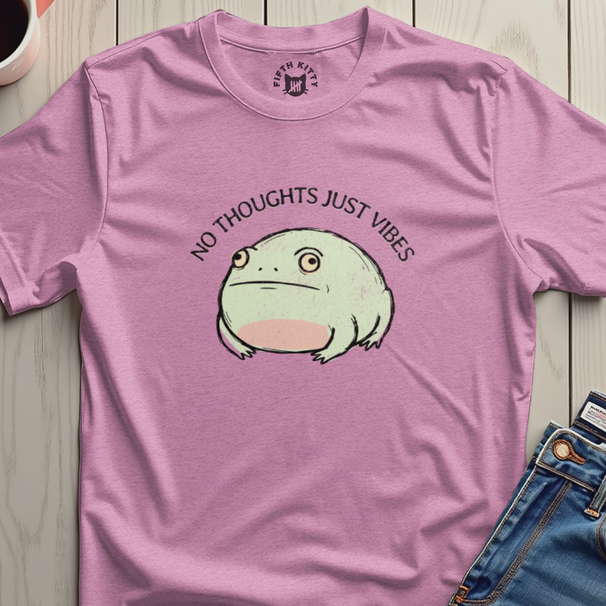 No Thoughts Just Vibes Cute Frog Graphic Tee