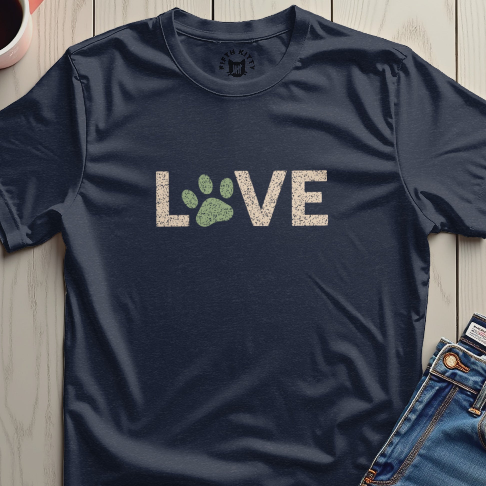 Love Paw Print Graphic T-Shirt Design Casual Tee