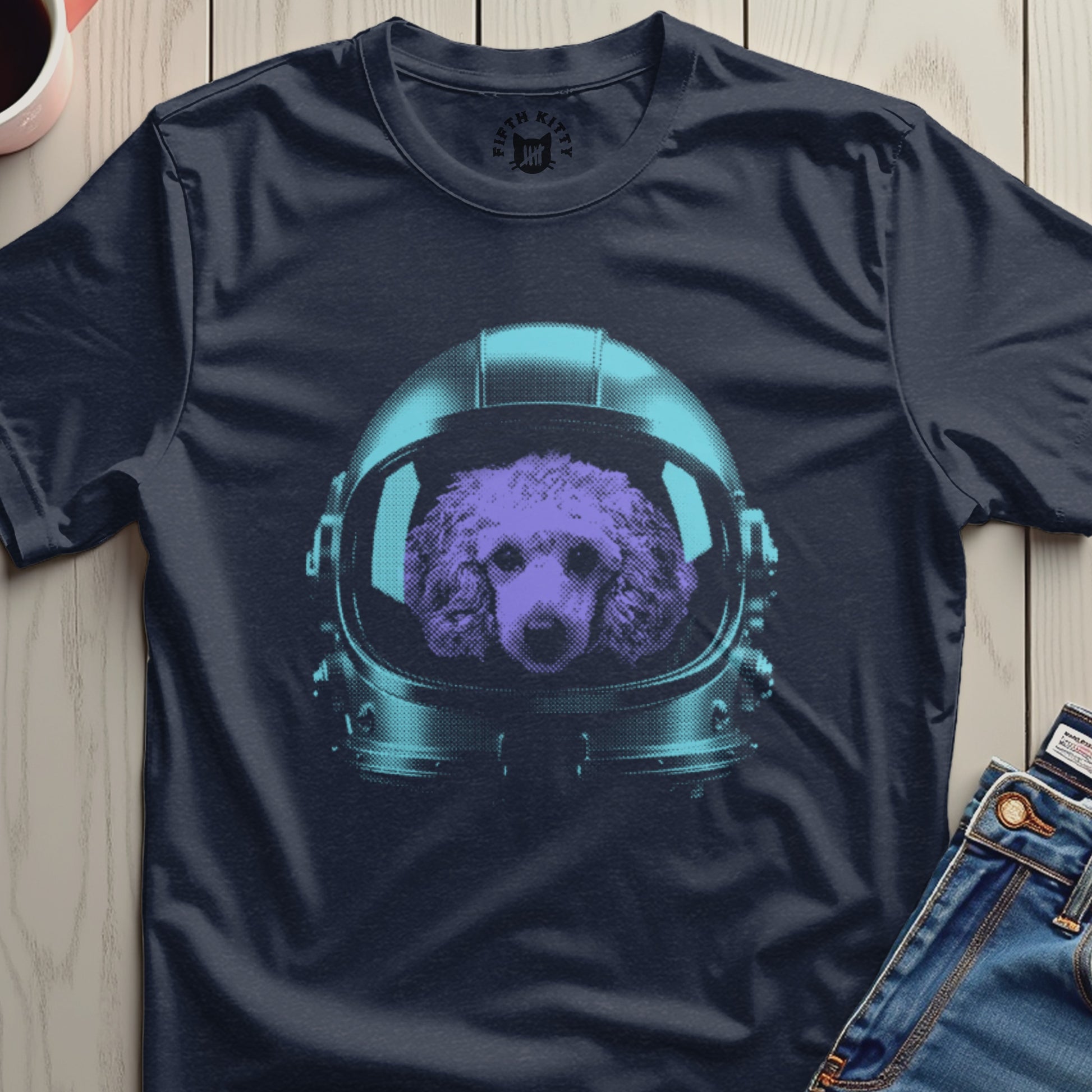 Cosmic Poodle Astronaut Helmet Graphic Tee