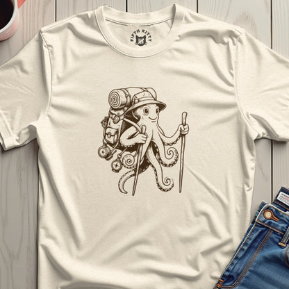 Hiking Octopus Adventurer Unique Graphic T-shirt