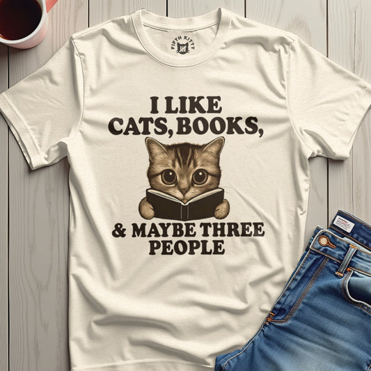 I Like Cats Books Maybe Three People T-shirt product type