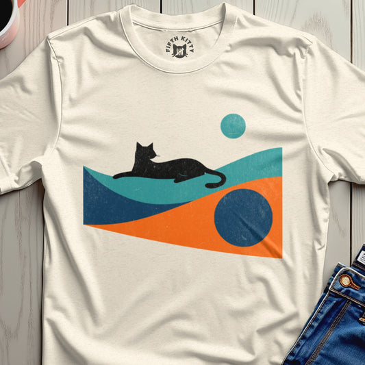 Artistic Cat and Geometric Shapes Poster Print Tee