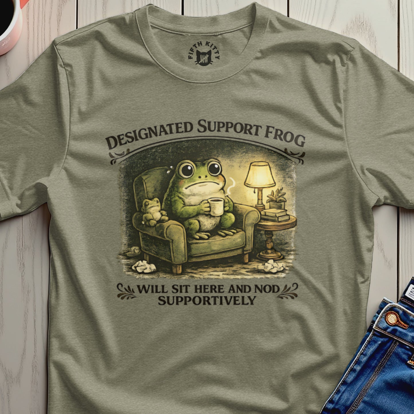 Designated Support Frog Will Sit Here Nod Supportively Shirt