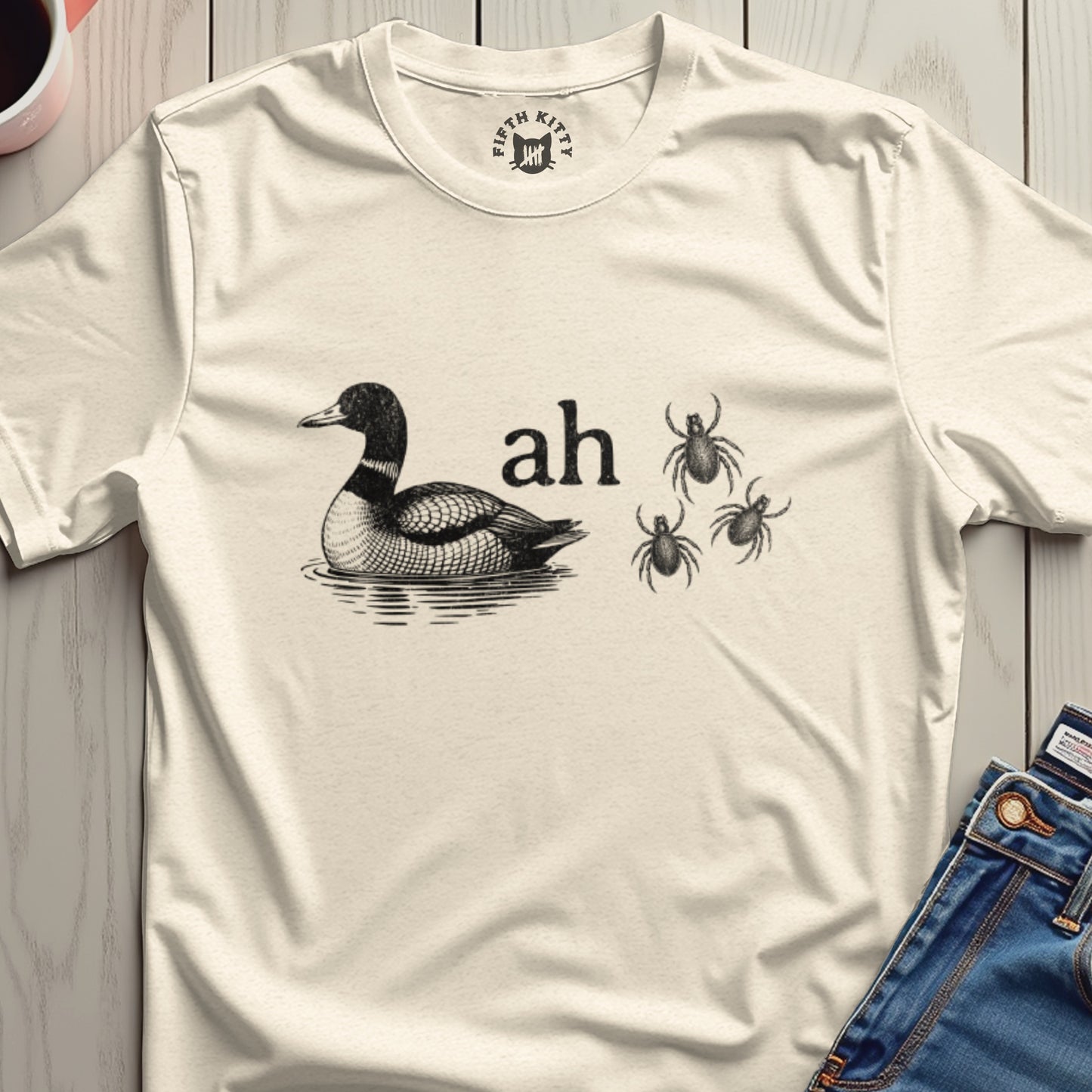Funny Duck Ah with Cartoon Spiders T-shirt