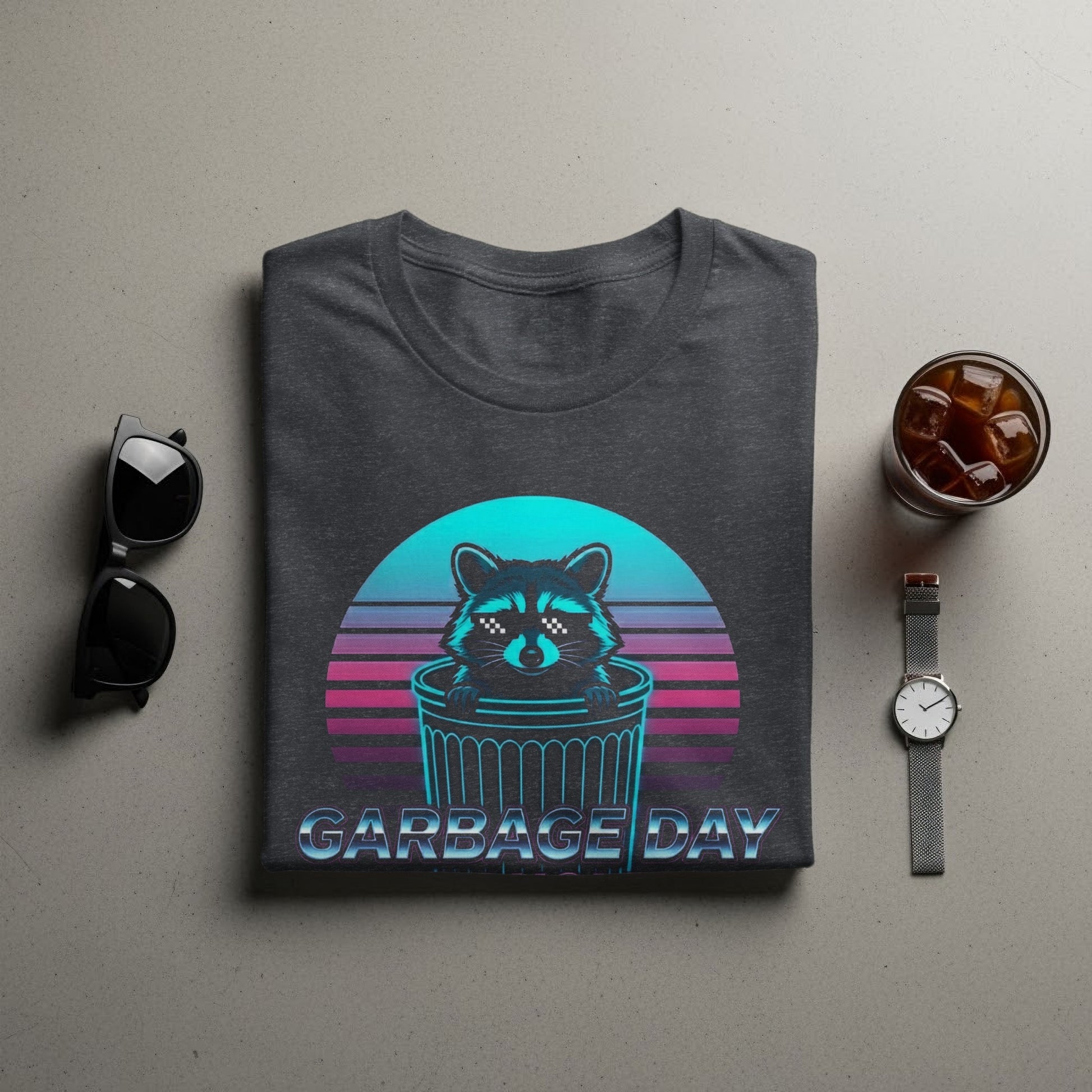 Garbage Day Graphic T-Shirt with Raccoon Design