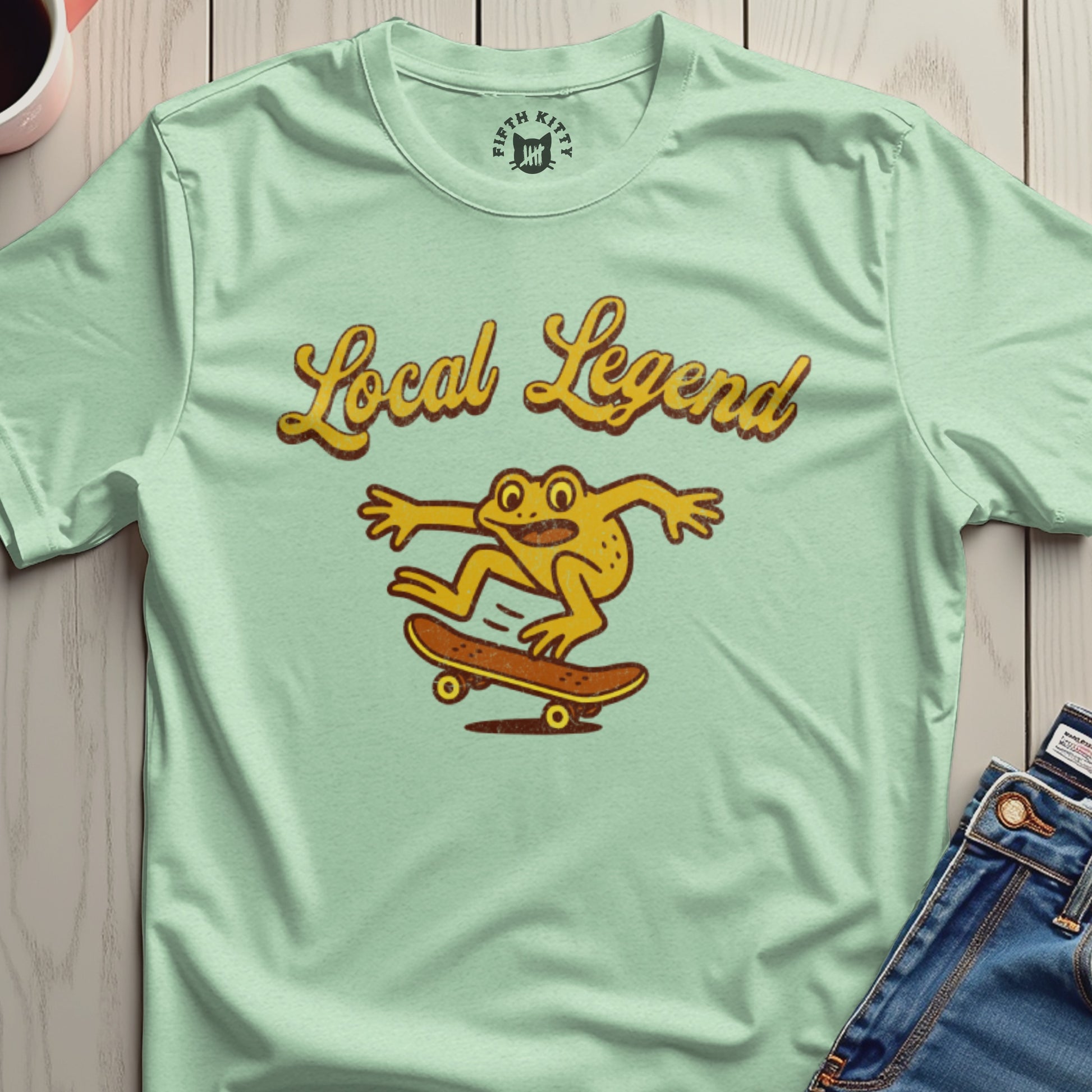 Local Legend Frog Skateboard Graphic Design Shirt