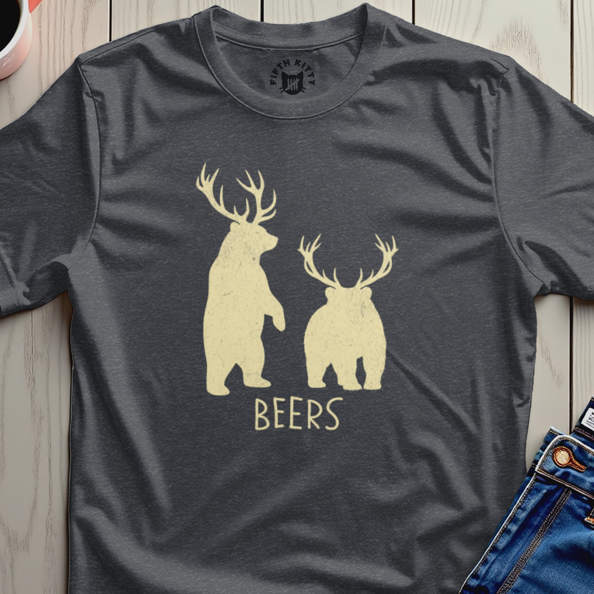 Two deer-like figures with antlers and text that reads "BEERS".